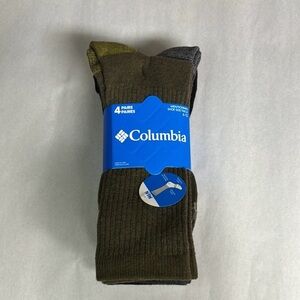 New Columbia Socks Men’s 4 Pair Green & Black Crew Socks Activewear Casual